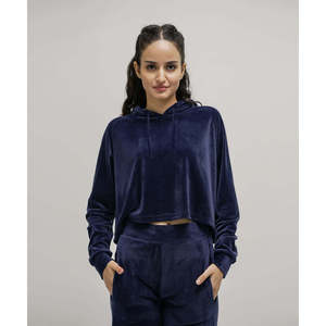 Women's <b>Velour</b> Hoodie Comfortable <b>Sweatshirts</b>-Beige/Black/Navy Sizes XS-XXL - Product Image 2