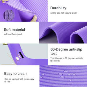 Viola 5mm Anti-lacrima Yoga tappetino antiscivolo palestra a prova di umidità Sport Pilates Fitness allenamento fatto gomma naturale viene borsa - Product Image 2