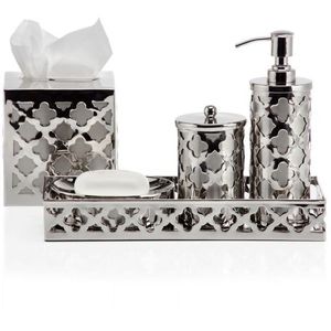 Exclusive Metal Bathroom <b>Set</b> of 4 With Tumbler Brushholder <b>Soap</b> Dispenser Superior Quality Size & Shape Bathroom Accessories - Product Image 1