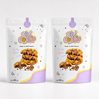Sachet Doypack Personnalisé Imprimé Qualité Alimentaire pour Biscuits, Sachet Mat pour Biscuits aux Pépites de Chocolat Arabe 480g