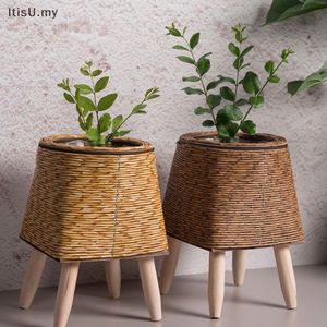 Jardinières en filet de rotin en fer faites à la main Design personnalisé Pots de fleurs d'intérieur et d'extérieur Jardinière à noyau décoratif - Product Image 2