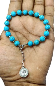 <b>Bracelet</b> Turquoise Round Bead <b>Adjustment</b> <b>Bracelet</b> Gemstone Healing Queen Fashion Jewelry Men and Women Gift Energy Meditation - Product Image 2