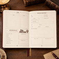 Carnet de lecture LABON personnalisé A5 Dark Academia, couverture rigide, avec dorure à chaud, idéal pour les avis de livres, cadeau pour bibliothèque