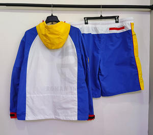 Custom High Quality Nylon Streetwear Men Two Piece Shorts <b>Zip</b> up <b>Hoodie</b> Windbreaker Shorts Jackets Tracksuit Set - Product Image 4