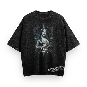 100% coton surdimensionné Vintage graphique t-shirts-Hip Hop Streetwear coton Baggy lavage à l'acide t-shirts hauts - Product Image 5