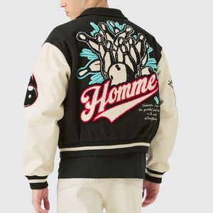 Chaquetas Universitarias de Béisbol Personalizadas de Alta Calidad con Bordado Chenille, Mangas de Cuero para Hombre, Invierno, Unisex - Product Image 6
