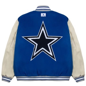 Chaqueta Universitaria de Lana de Alta Calidad, Chaqueta de Béisbol Elegante con Mangas de Cuero PU, Se Aceptan Pedidos al por Mayor - Product Image 2