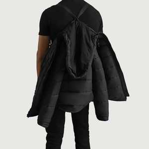 Factory Made Solid Black Color Men's Outdoor Jacket High Quality Polyester <b>Fabric</b> Quilted Packable Zipper Style Puffer Jacket - Product Image 4
