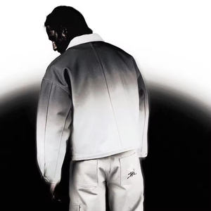 Oen-Streetwear noir et blanc dégradé, blouson d'aviateur d'hiver pour hommes, veste en toile, tissu avec fermeture éclair, manteau avec poches - Product Image 2