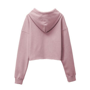 Fitness Street Wear Crop Top Hoodies 100% algodón mujeres sudaderas con capucha de manga larga con tela personalizable Crop Top Hoodie - Product Image 3