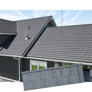 Nouvelle Arrivée Gris Bardeaux Tuiles 0.3 0.4 0.5mm Épaisseur Pierre Enduit Métal <span class=keywords><strong>Tuile</strong></span> En Aluminium Zinc Acier Feuille De <span class=keywords><strong>Toiture</strong></span> - Product Image 1