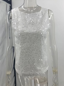 <b>Women</b> Sleeveless Sequined Nightclub <b>Vest</b>, Tanks & Camis,<b>Women</b> Sexy Tank Top,<b>White</b> Tops For <b>Women</b>,2000s Clothes Y2k For <b>Women</b> - Product Image 6