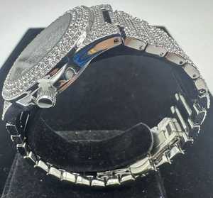Antique Luxury 41mm Analog Watch Iced Moissanite Diamond Customized Hip Hop Stainless Steel <b>Band</b> 20mm Width Quartz Charm Glass - Product Image 2
