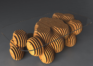 Mesa de centro de cristal paramétrica única, mesa de centro de madera de lujo, decoración moderna para el hogar, muebles llamativos - Product Image 3