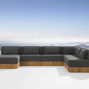 Juego de sofás cómodos de gran oferta para sentarse y ver la televisión en la sala de estar con estilo moderno con patas de madera de teca - Product Image 2