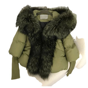 Authentic <b>Fox</b> <b>Fur</b> Collar Hooded Natural Thick Warm Streetwear Outerwear Women's Loose Oversized Puffer Jacket <b>for</b> Winter 2025 - Product Image 1
