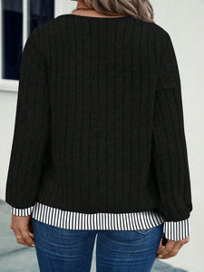 เสื้อสเวตเตอร์แบบสวมหัวคอวีสำหรับผู้หญิงเสื้อกันหนาวถักวาฟเฟิลวาฟเฟิลสีทึบกำหนดเอง - Product Image 2