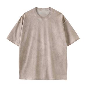 Camiseta lavada desgastada moda transfronteriza teñida talla estadounidense pesada de 245GSM con logotipo bordado personalizado OEM para hombre - Product Image 6