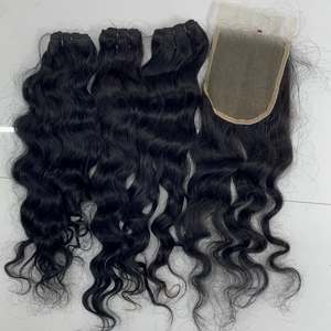 Extensiones de cabello de templo indio Premium de doble dibujado Cabello humano rizado ondulado recto Calidad Premium - Product Image 1