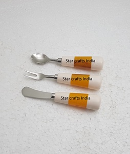 <b>Kitchen</b> Stainless Steel Flatware <b>Set</b> with Silvery Plated Spoon Fork & Knife <b>Wooden</b> Handle for Back to School - Product Image 5