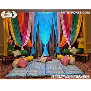 Punjabi-Set de decoración de escenario con temática de Virsa para mujer, hermoso Mehndi y Sangeet, decoración nocturna, Punjabi, juego de función de boda - Product Image 1