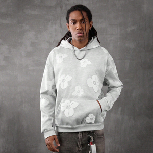 Sweat-shirt à capuche gris imprimé intégral, dernier style, sweat-shirt à capuche imprimé en relief, coton biologique et tissu recyclé, sweat-shirt pour hommes écologique - Product Image 6