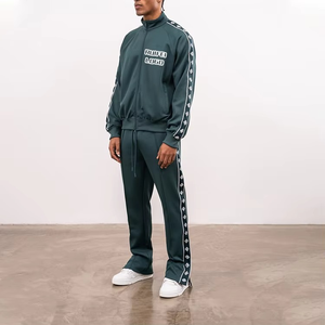 Survêtements unisexes personnalisés de haute qualité pour l'automne, avec capuche et fermeture éclair, style streetwear, 100% coton, coupe ample, veste brodée - Product Image 1