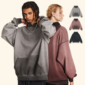 Haute qualité 100% coton unisexe Vintage goutte épaule pull à capuche personnalisé surdimensionné lavage à l'acide dégradé éponge 380G sweats à capuche - Product Image 1