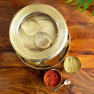 Beautiful Hand Etched Modern Brass Storage Box <b>for</b> Dry Food Storage Customized Capacity Stackable Detachable Design <b>for</b> <b>Kitchen</b> - Product Image 5