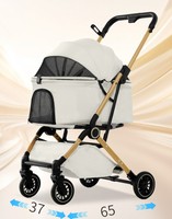 Poussette de luxe pliable pour animaux de compagnie avec cadre en aluminium, poignée télescopique, 4 roues, style valise, chariot de voyage pour chats et chiens (toutes saisons)