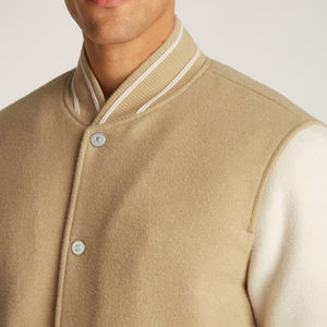 Veste de baseball varsity de haute qualité, style streetwear, pour homme, tissu respirant en polyester/coton, couleur personnalisée, devant uni - Product Image 2