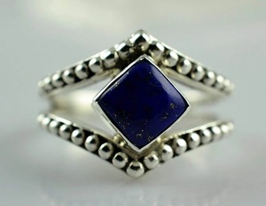 Lazuli lapis แหวนทองเหลืองชุบเงินทำด้วยมือเครื่องประดับที่ดีกับแฟลชทอง Vermeil ขายส่งซัพพลายเออร์สำหรับแหวน - Product Image 2