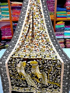 KALAMKARI NELLORE SEDA JARI BORDER SAREES CON BLUSA - Product Image 5