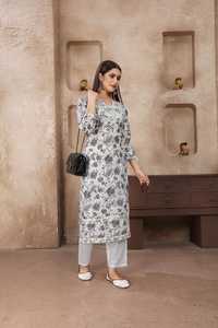 Kurt en coton pour femmes, pantalon Kurti brodé pour les exportations mondiales depuis l'Inde, vente en gros - Product Image 3