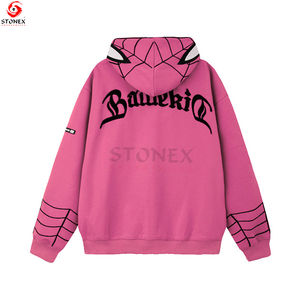 Meilleur fournisseur du Pakistan Vente en gros 100% coton Spider Flock Sweat à capuche brodé pour l'hiver Motif lettre - Product Image 4