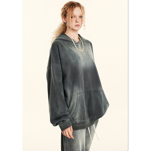 Ensemble de sweats à capuche unisexe surdimensionné en coton épais couleur quotidienne Streetwear ensemble de sweats à capuche décontractés 2025 OEM ODM meilleur fournisseur - Product Image 4