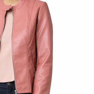 100% haute qualité personnalisé femmes col montant vestes en cuir élégant fermeture à glissière respirant coupe-vent hiver coton brut Nurak - Product Image 3