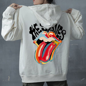 Buena calidad Venta caliente de gran tamaño en blanco Pullover Hoodie Mujeres Grueso Fleece The Stones Impreso Oversized Hoodie Womens - Product Image 4