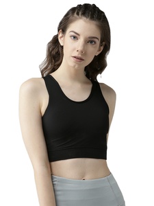 Women's Black Reversible Beaded Mesh High Support Yoga <b>Comfort</b> Bra - Product Image 1