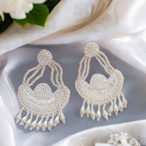 Elegant Handmade Beaded <b>Pearl</b> <b>Drop</b> Dangle <b>Earrings</b> for Women Vintage Boho Statement Jewelry Lightweight Party Accessories Gift - Product Image 2