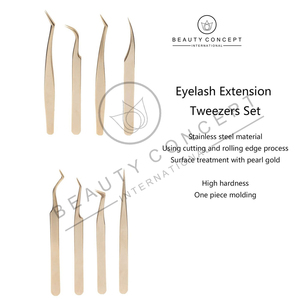Bonne vente 8PCS pince à épiler d'extension de cils en acier inoxydable droite courbée pointue faites votre propre concept de beauté international - Product Image 3