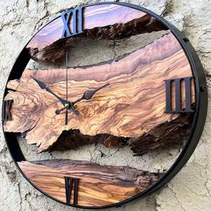 นาฬิกาติดผนังคำสำคัญนาฬิกาแขวนผนังทำจากไม้เรซินอีพ็อกซี่ทำด้วยมือ - Product Image 4