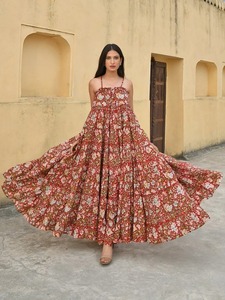 Robe décontractée sans manches pour femme indienne à imprimé floral, tenue d'été 100% coton naturel, cadeau parfait pour elle - Product Image 2