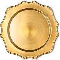 Assiette de présentation moderne en laiton, motif floral gaufré avec bordure végétale pour les fêtes de Noël et de Diwali