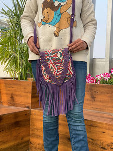 Nueva gran oferta Jacquard hecho a mano gamuza flecos cuero Sling Bag multiuso nuevo diseño Vintage bandolera precio barato producto a granel - Product Image 2