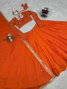 American Georgette Reversible Casual Lehengha Choli con hilo de trabajo detallado y secuencias Tamaños hasta 44 para uso interno - Product Image 2