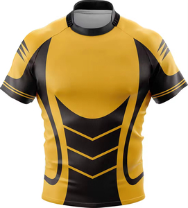 Người Đàn Ông Của Bền Ngắn Tay Áo Bóng Bầu Dục Jersey TBF-155 Nén Phù Hợp Thoáng Khí Căng Vải Màu Vàng Màu Đen Vải In - Product Image 1
