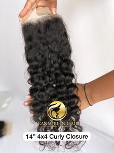 Extensiones de Cabello Virgen Indio 100% Natural de Templo, Rizado Suelto de 14'', con Cierre de Encaje Transparente 4x4, Venta al por Mayor, de un Solo Donante, Proveedor Indio - Product Image 5