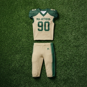 Custom Cream Green American Football Jersey <b>Padded</b> <b>Pants</b> Set Team Uniform Sportswear Wholesale Manufacturer Supplier Teamwear - Product Image 6