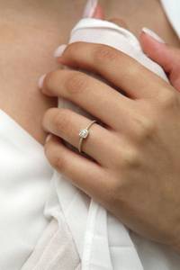 Dainty chic véritable octogone coupe diamant bagues de fiançailles femmes empilable anniversaire de mariage/cadeau d'anniversaire bijoux en gros - Product Image 4